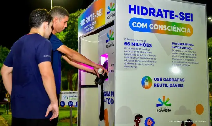 Cidade Satélite ganha cabine de hidratação com água gelada para população e pets