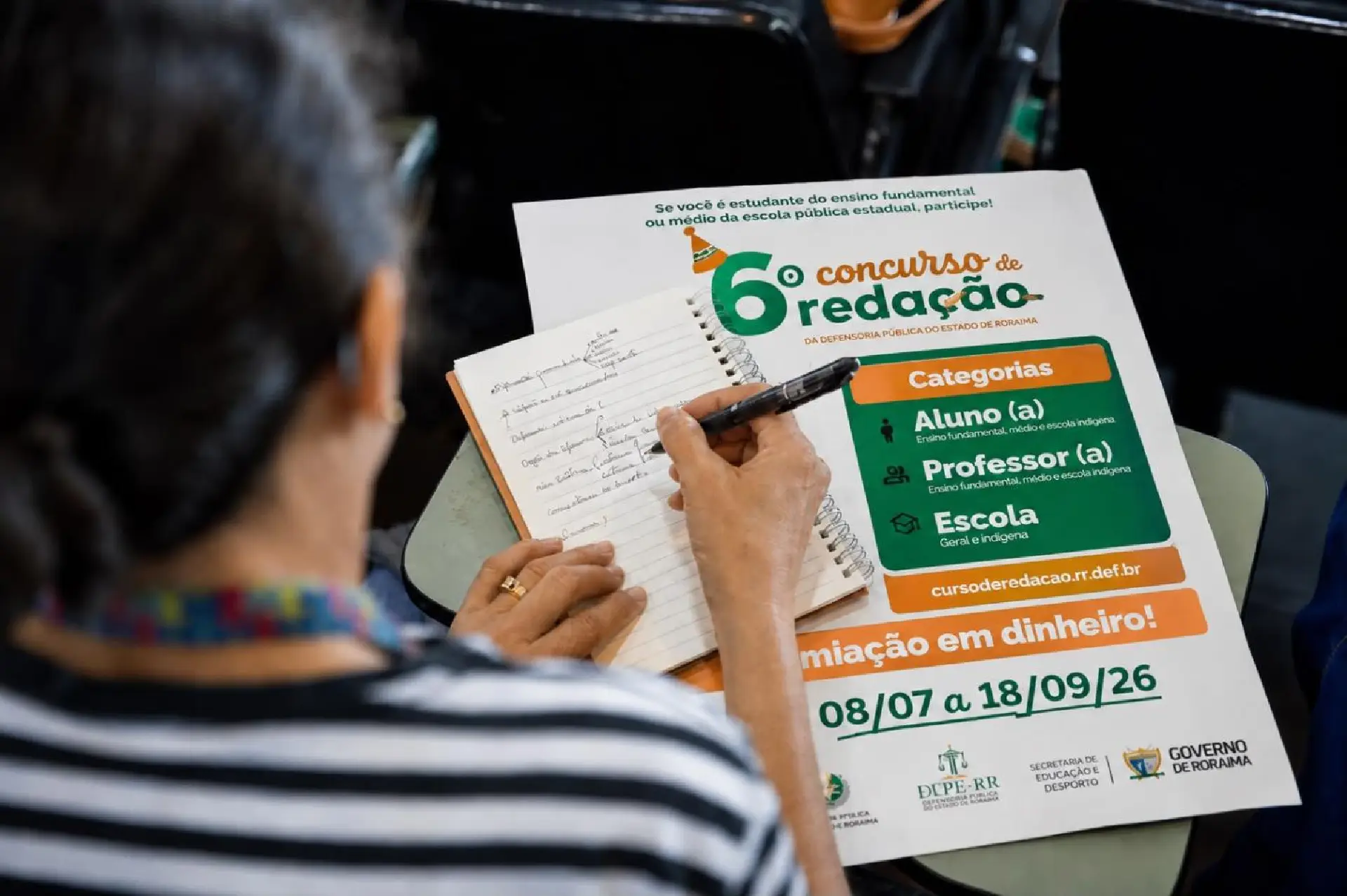 Estudantes da rede estadual já podem se inscrever no 6º Concurso de Redação da DPE-RR