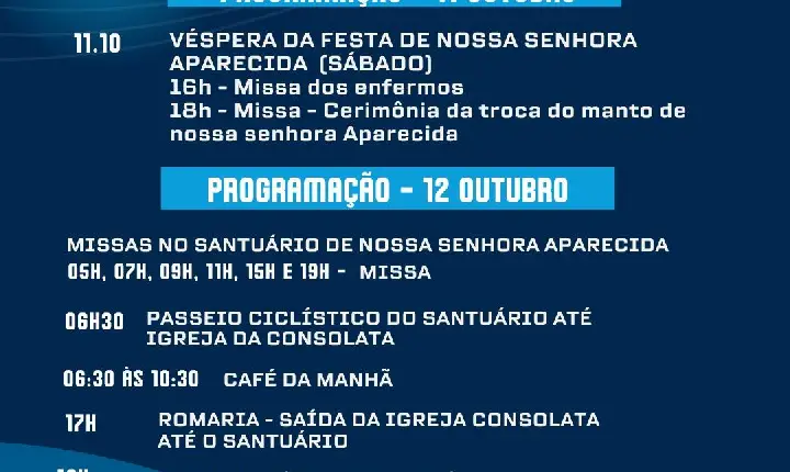FESTA DE NOSSA SENHORA APARECIDA – 2025 DIOCESE DE RORAIMA BOA VISTA – RR
