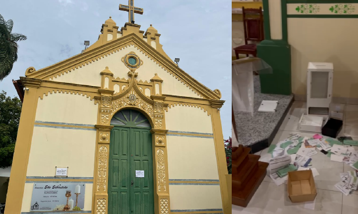 Furto e profanação: Igreja São Sebastião é vandalizada durante a noite em Boa Vista