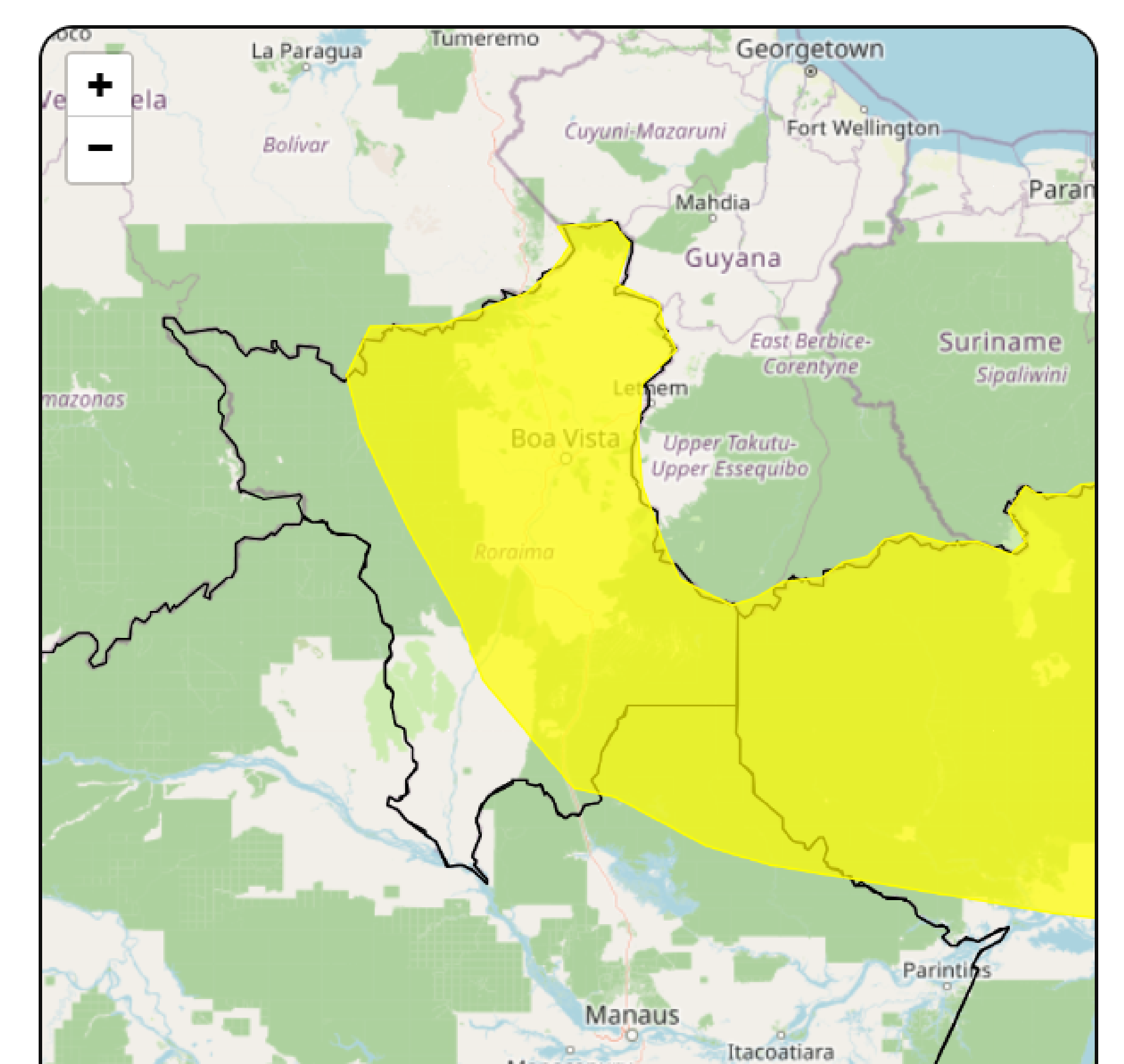 Inmet emite alerta de perigo potencial para chuvas intensas em Roraima