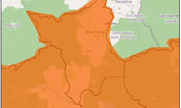Roraima está em alerta laranja para chuvas intensas, segundo o Instituto Nacional de Meteorologia