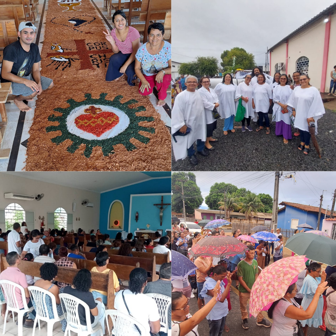 Fiéis Celebram Corpus Christi com Procissão e Tapetes Coloridos em Boa Vista