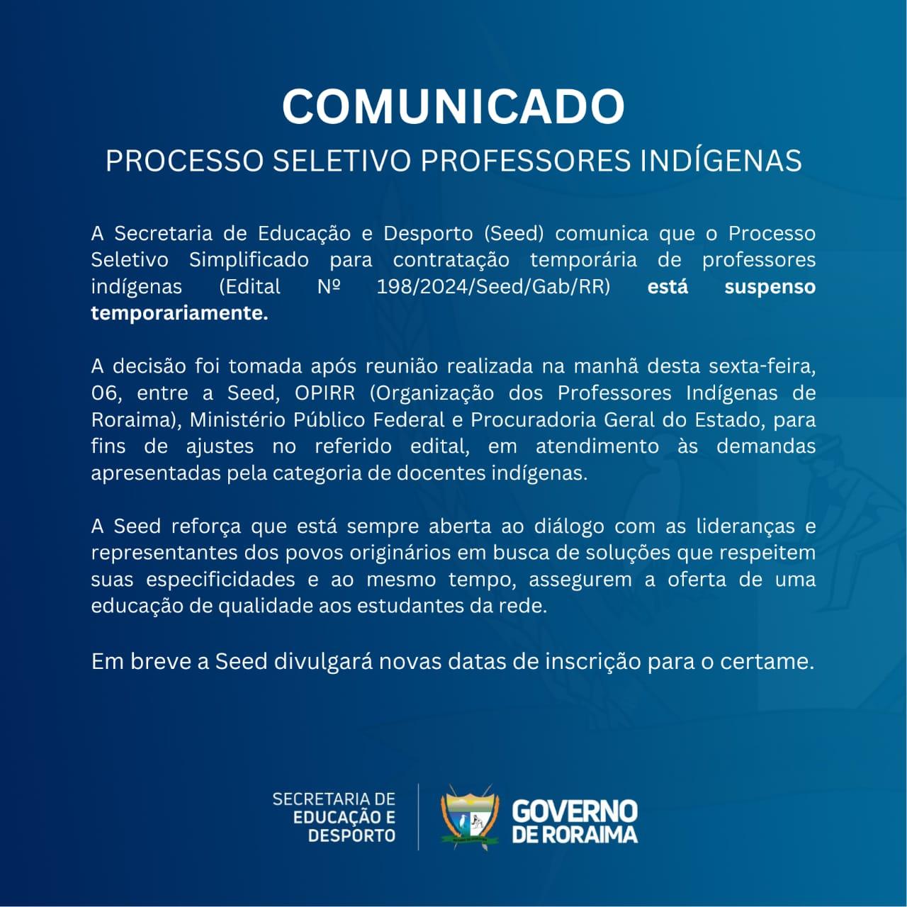 Governo suspende contratação temporária de professores indígenas