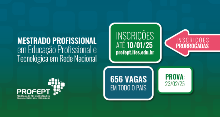 Inscrições para o mestrado do ProfEPT terminam nesta sexta, 10