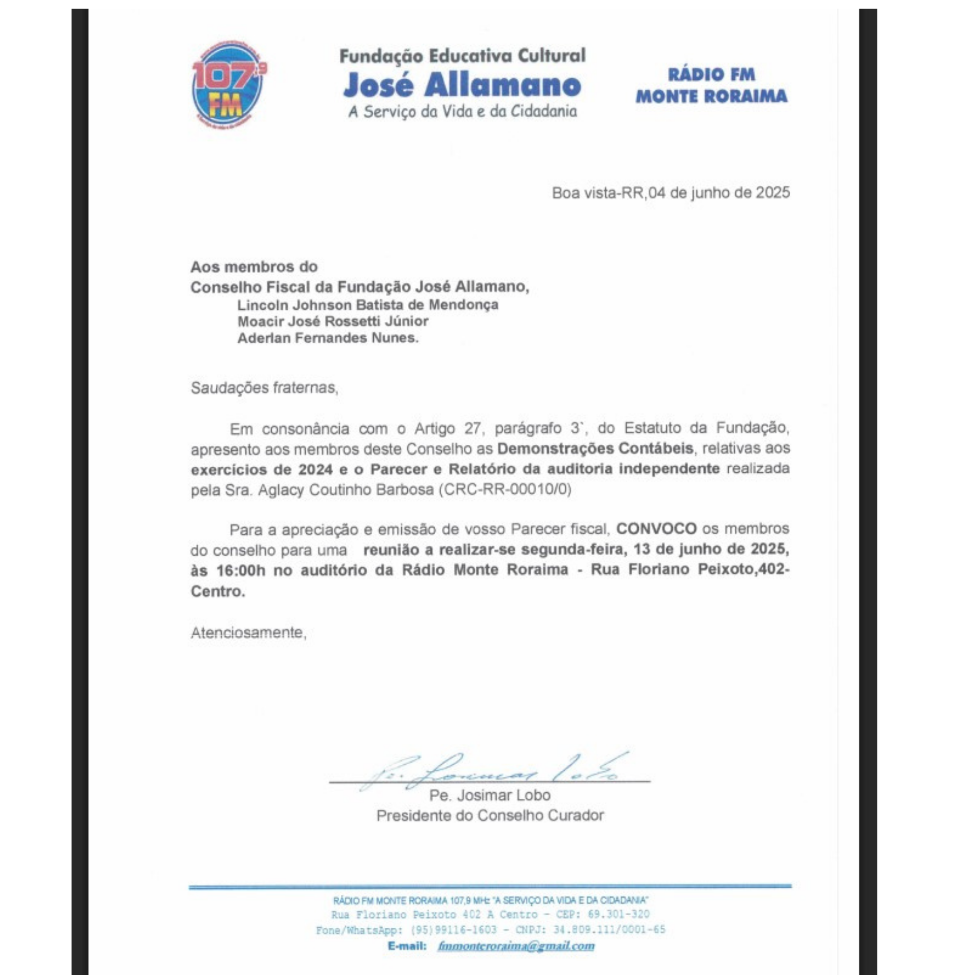 EDITAL DE CONVOCAÇÃO CONSELHO FISCAL