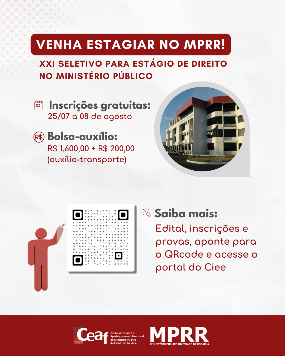 MPRR realiza seletivo para estágio em direito