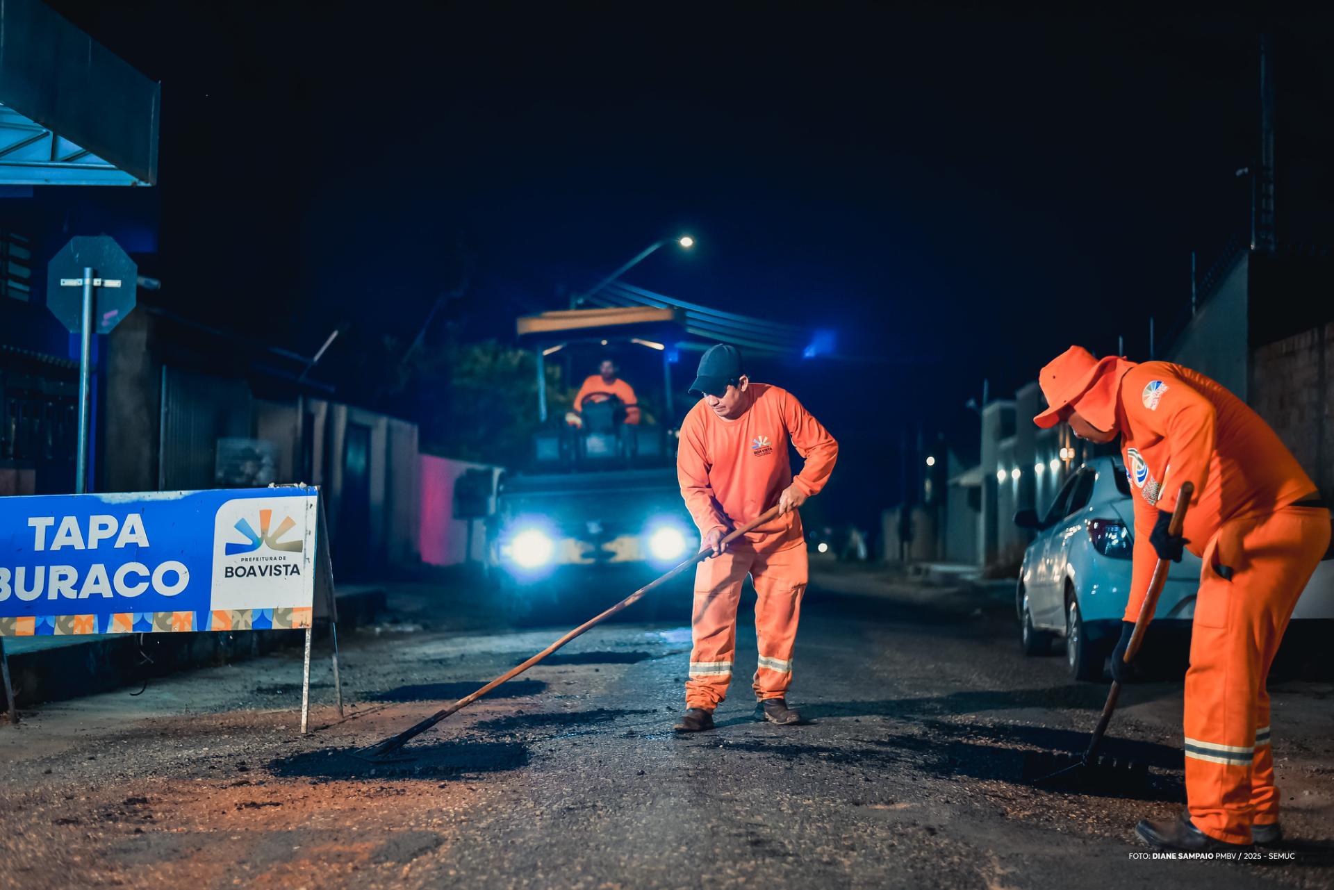 Boa Vista amplia Operação Tapa-Buraco com frentes de trabalho no período noturno