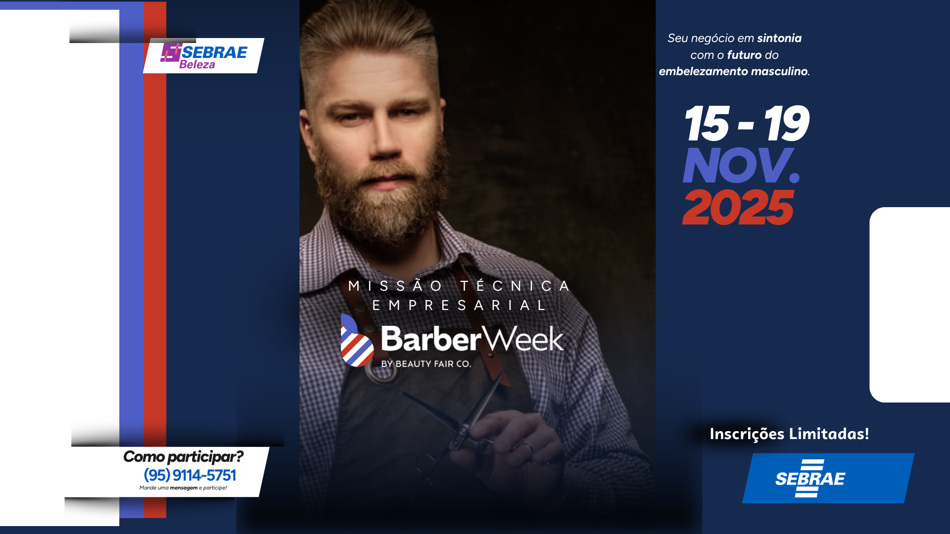 Sebrae Roraima abre inscrições para Missão Técnica Barber Week 2025 em São Paulo