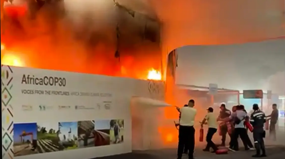 Incêndio atinge parte do pavilhão da COP30; fogo já foi controlado