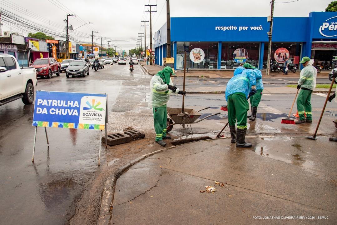 Boa Vista registra forte chuva e prefeitura reforça ações preventivas de limpeza